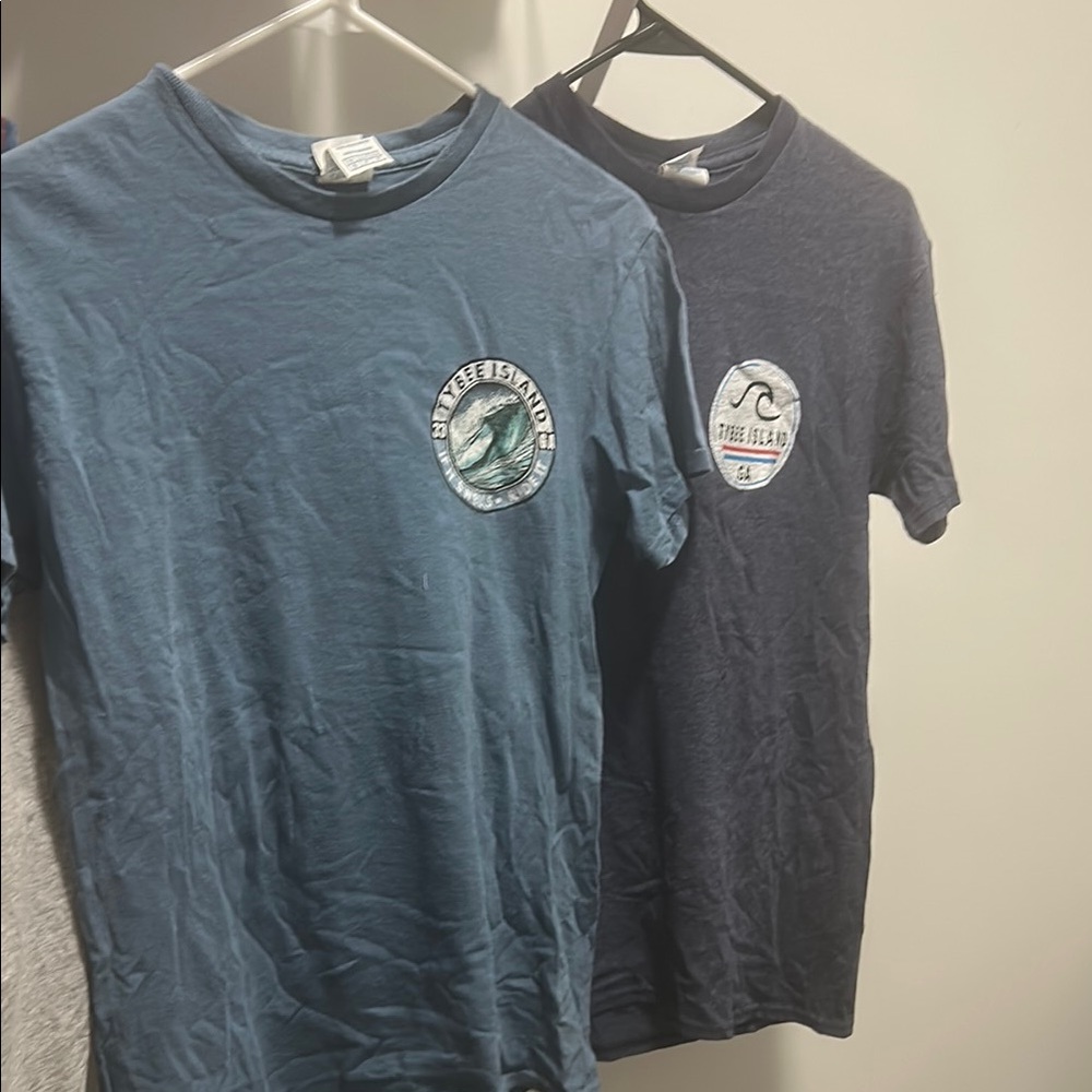 Set of Tybee Island Georgia Blue shirts ADULTS SMALL MENS